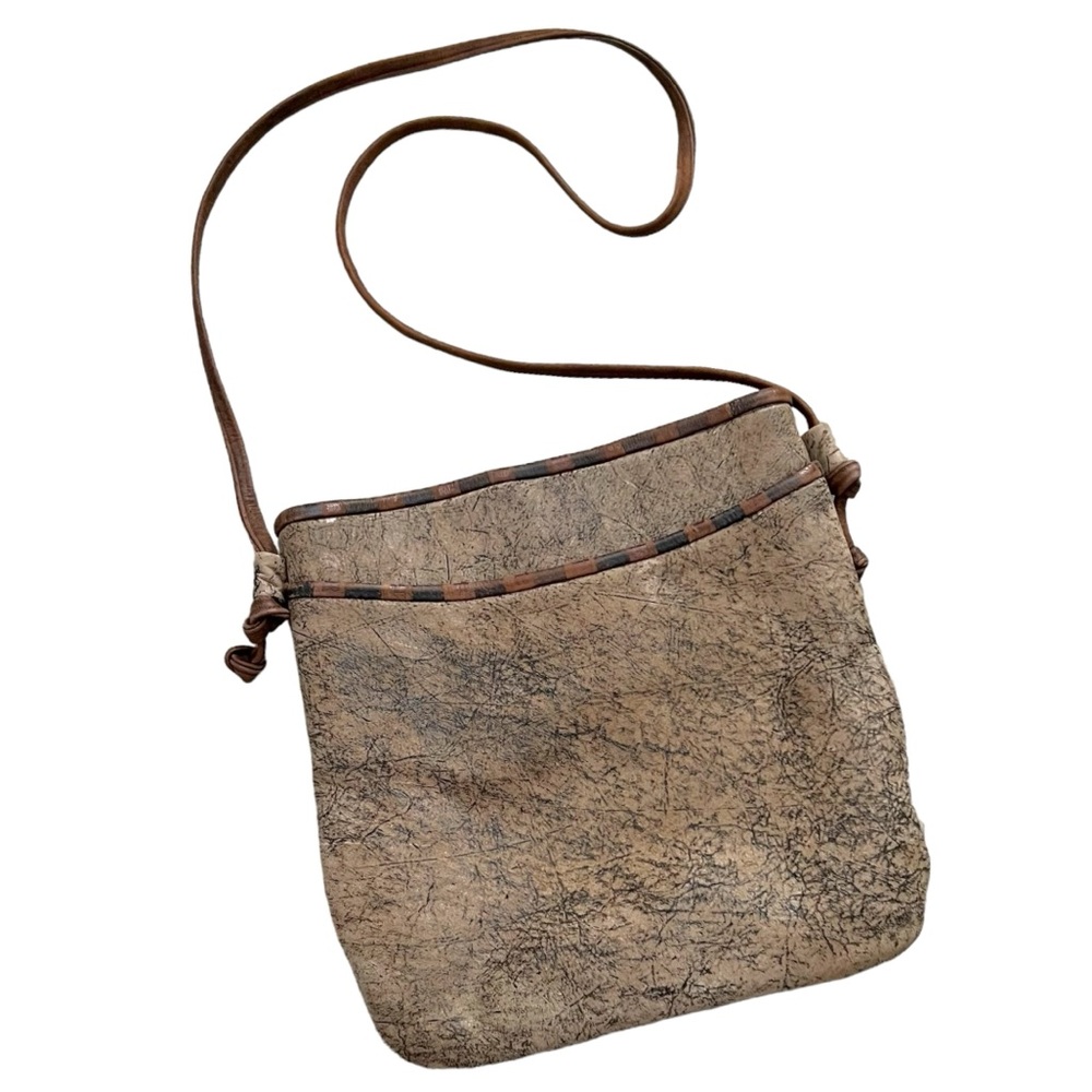 Vintage Pat Smiley Collection Mocha / Dk Brown ‘Marbled’ Leather Crossbody Bag